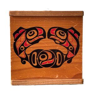 Painted Whale Wooden Box Slide Top